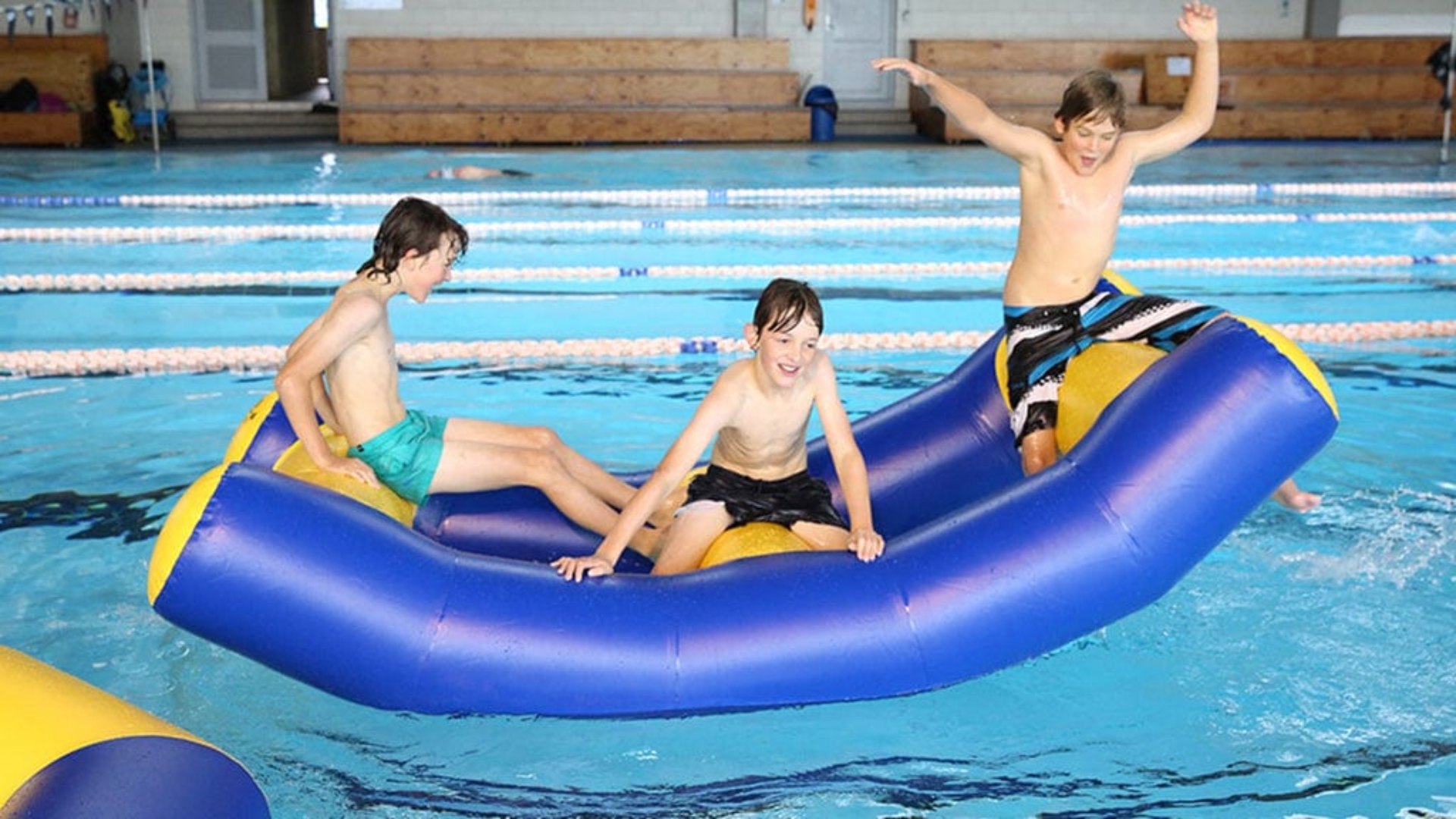 Blue and Yellow Log Rollers: The Ultimate Pool Challenge Gear